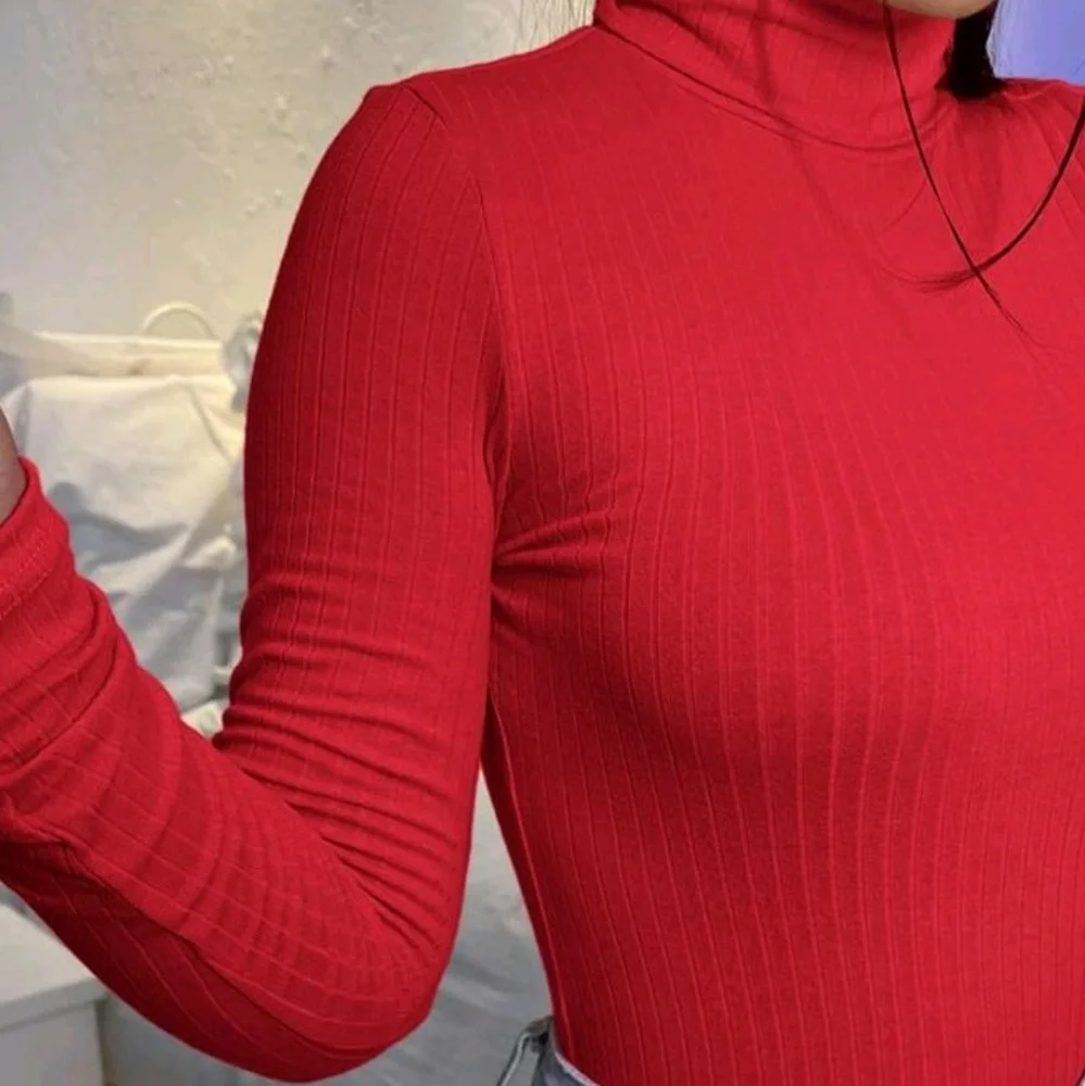 SHEIN | Tops | Red Form Fitting Long Sleeve Turtle Neck | Poshmark